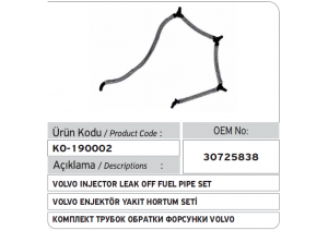 30725838 Volvo C30 C70 S40 S80 V50 V70 2.0 Diesel Yakıt Hortum Seti